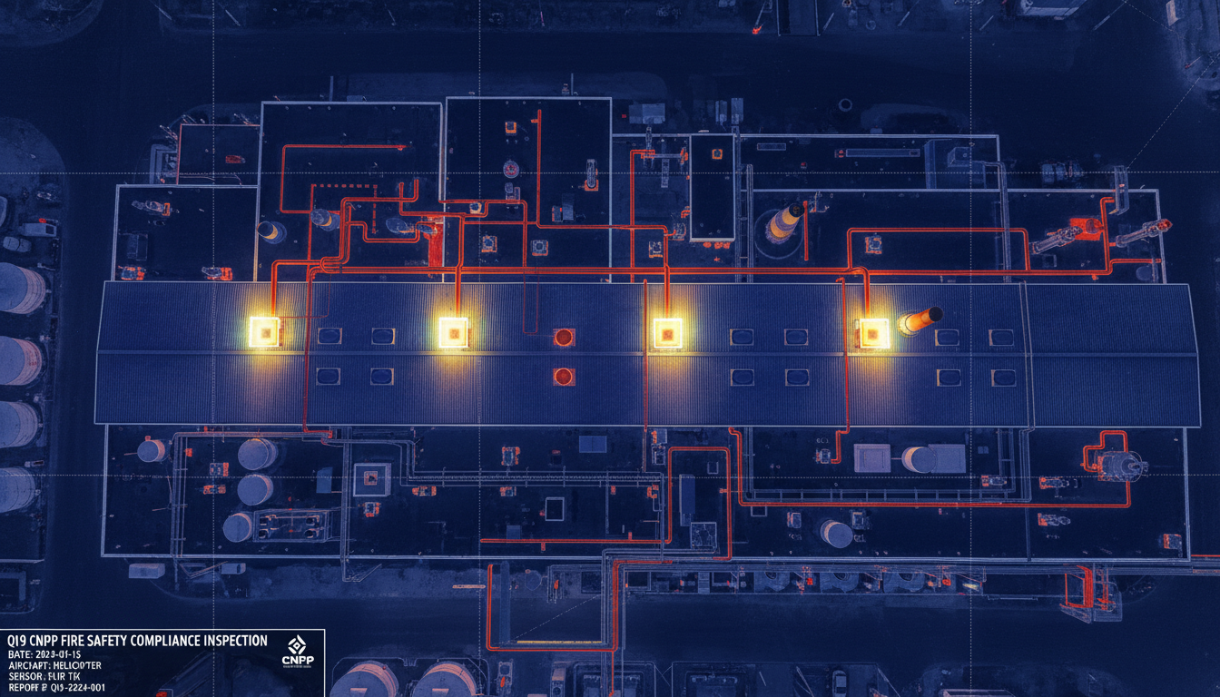 Site industriel analysé en thermographie drone