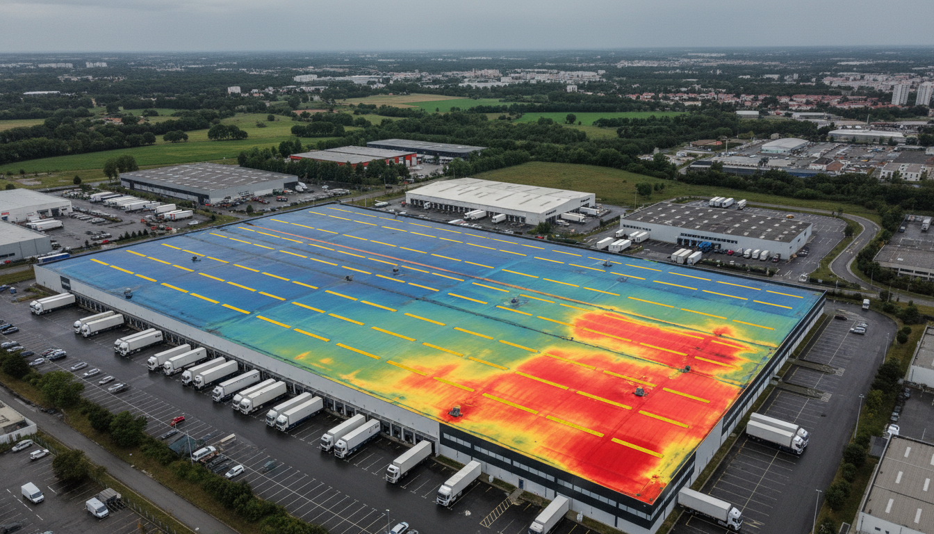 Thermogramme aérien : Site tertiaire logistique, Lyon Est